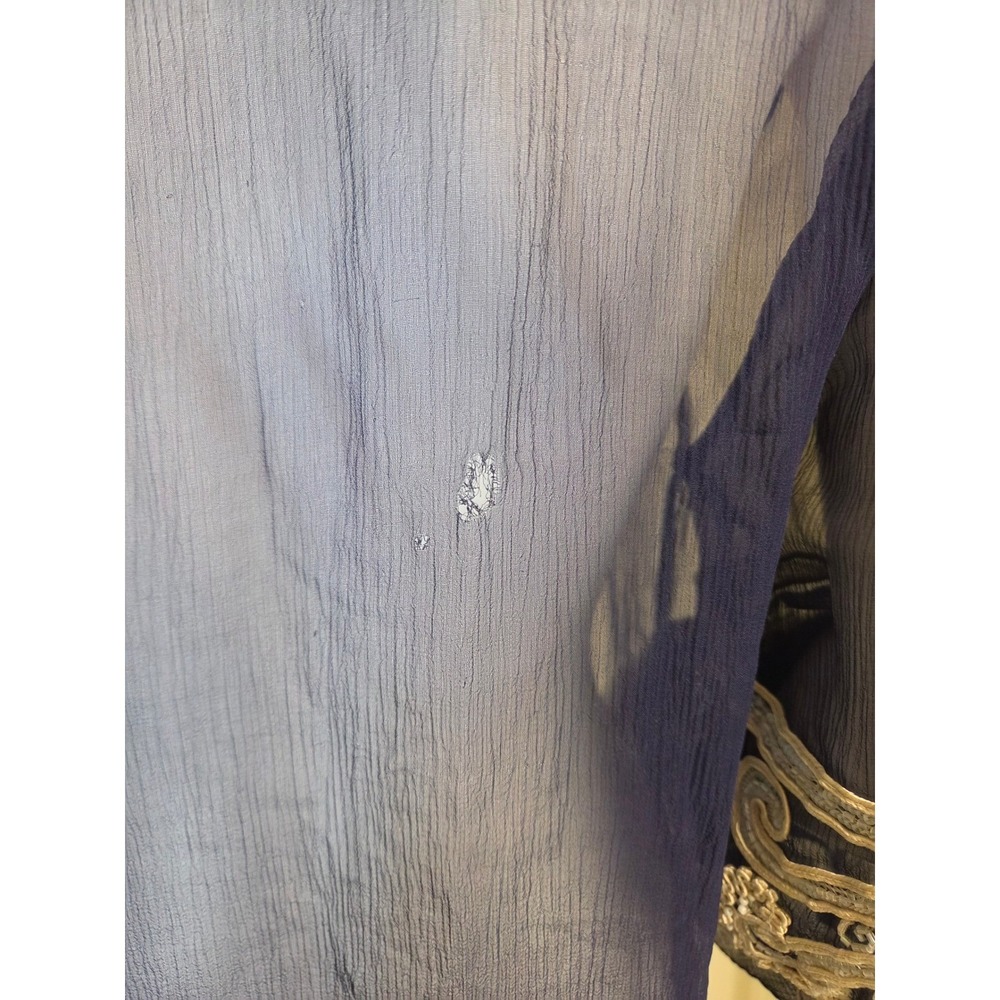 Calypso St. Barth Silk Embroidered Sequin Tunic Navy Blue Boho Coverup Medium - Picture 6 of 14